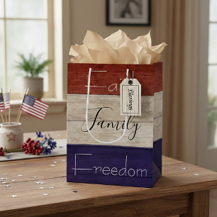Geloof familie vrijheid patriottisch hout   medium cadeauzakje