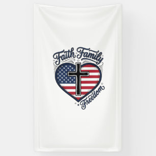 Geloof Familie Vrijheid Patriottisch Kruis Hart Sh Spandoek