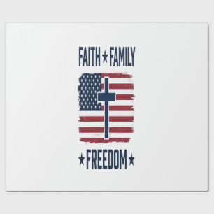 Geloof Familie Vrijheid Patriottisch Kruis USA Vla Cadeaupapier
