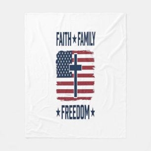 Geloof Familie Vrijheid Patriottisch Kruis USA Vla Fleece Deken