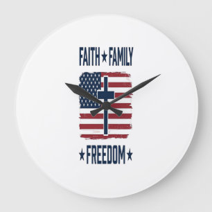 Geloof Familie Vrijheid Patriottisch Kruis USA Vla Grote Klok