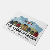Geloof Familie Vrijheid Rustieke Landelijke Deurma Deurmat (Schuin)