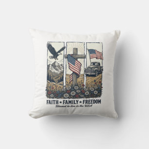 Geloof Familie Vrijheid Vintage Patriottische Adel Kussen
