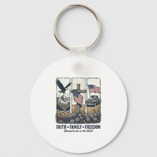 Geloof Familie Vrijheid Vintage Patriottische Adel Sleutelhanger