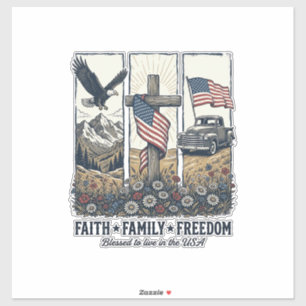 Geloof Familie Vrijheid Vintage Patriottische Adel Sticker