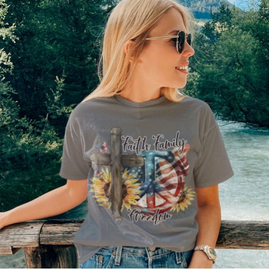 Geloof Familievrijheid Christelijk Amerikaans Patr T-shirt
