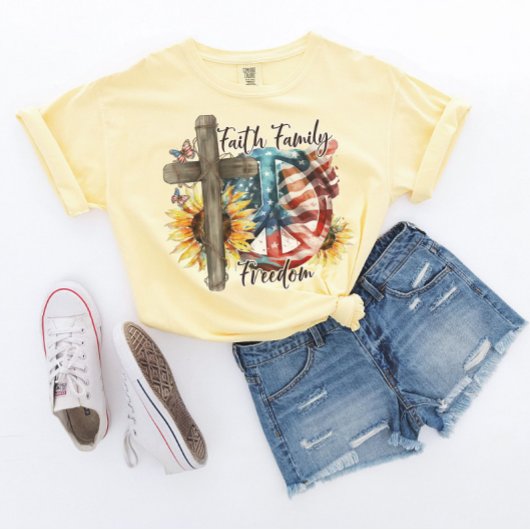 Geloof Familievrijheid Christelijk Amerikaans Patr T-shirt