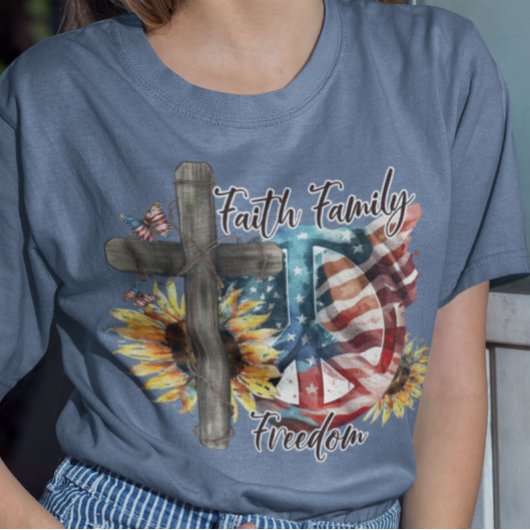 Geloof Familievrijheid Christelijk Amerikaans Patr T-shirt