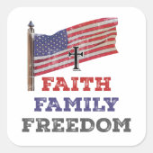Geloof Familievrijheidskruis met vlag Vierkante Sticker (Voorkant)
