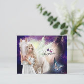 Geloof Fantasy Fairy Angel met White Horse Briefkaart (Staand voorkant)