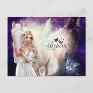 Geloof Fantasy Fairy Angel met White Horse Briefkaart