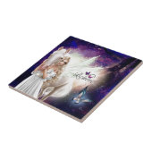 Geloof Fantasy Fairy Angel met White Horse Tegeltje (Zijkant)