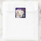 Geloof Fantasy Fairy Angel met White Horse Vierkante Sticker (Tas)