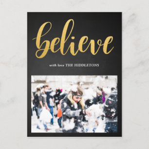 Geloof Faux Gold Script Chalkboard foto Briefkaart