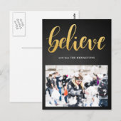 Geloof Faux Gold Script Chalkboard foto Briefkaart (Voorkant / Achterkant)