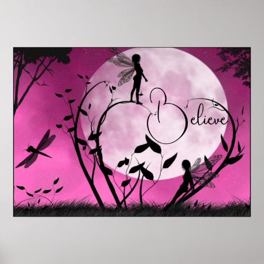 Geloof feeën roze poster (Voorkant)