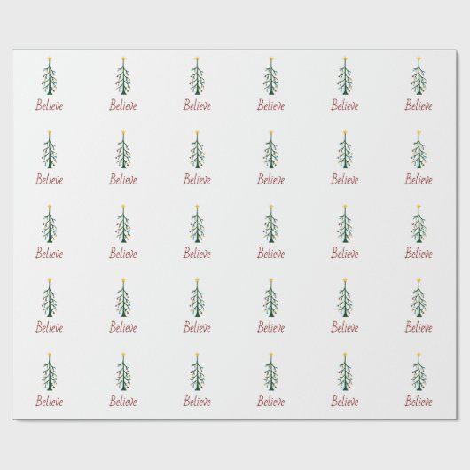 Geloof Feestelijke Evergreen Tree kerstcadeau Cadeaupapier (Vlak)