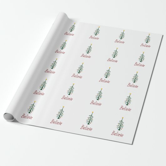 Geloof Feestelijke Evergreen Tree kerstcadeau Cadeaupapier (Uitgerold)