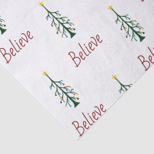 Geloof Feestelijke Evergreen Tree kerstcadeau Tissuepapier (Detail)