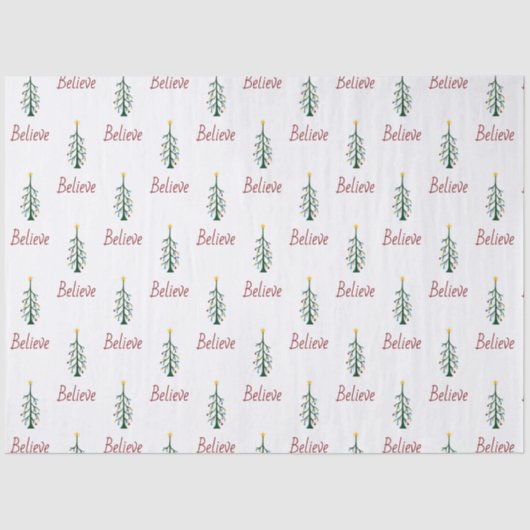 Geloof Feestelijke Evergreen Tree kerstcadeau Tissuepapier (Voorkant)