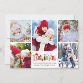 GELOOF feestelijke kersttypografie 5 Foto Feestdagenkaart (Voorkant)