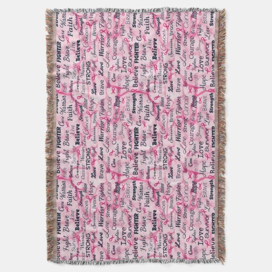 Geloof Fighter Live Sterk Roze Fringed Deken (Voorkant Verticaal)