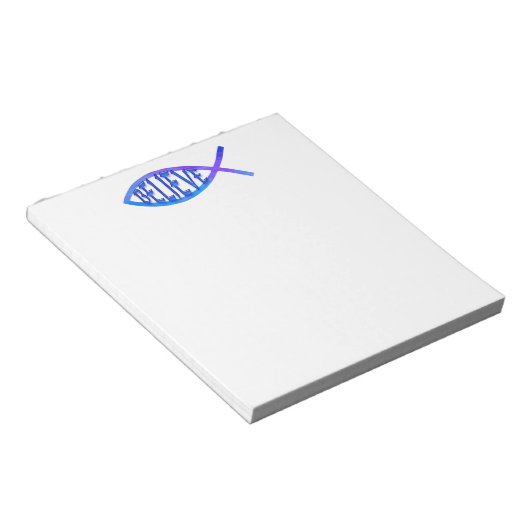 Geloof Fish-blauw Notitieblok (Schuin)
