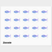 Geloof Fish-blauw Ronde Sticker (Vel)