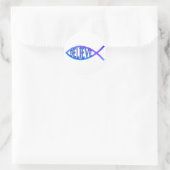 Geloof Fish-blauw Ronde Sticker (Tas)
