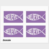 Geloof Fish Lavender Rechthoekige Sticker (Vel)