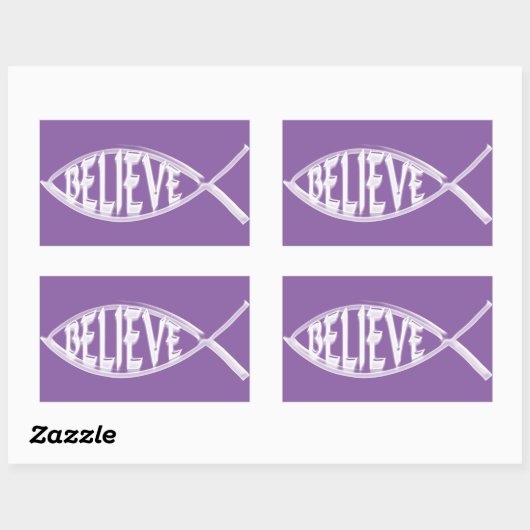 Geloof Fish Lavender Rechthoekige Sticker (Vel)