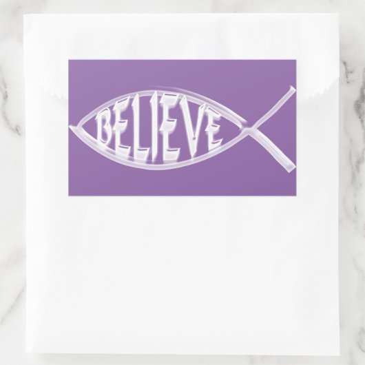 Geloof Fish Lavender Rechthoekige Sticker (Tas)
