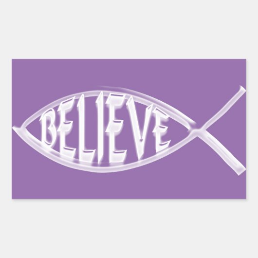 Geloof Fish Lavender Rechthoekige Sticker (Voorkant)