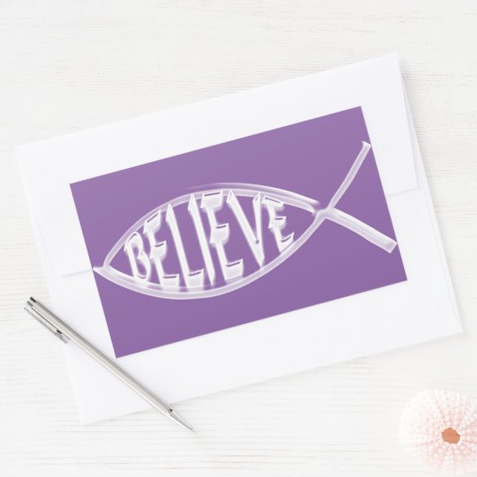 Geloof Fish Lavender Rechthoekige Sticker (Envelop)