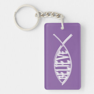 Geloof Fish Lavender Sleutelhanger