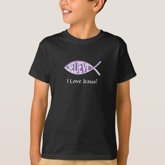 Geloof Fish Lavender T-shirt (Voorkant)