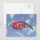 Geloof Fish-Red Briefkaart (Voorkant / Achterkant)