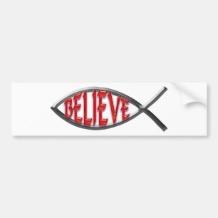 Geloof Fish-Red Bumpersticker