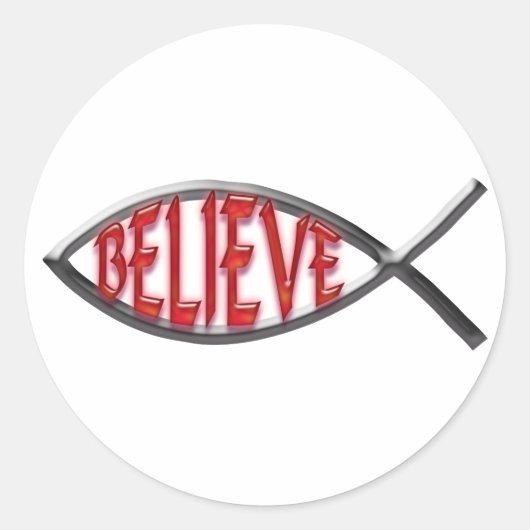 Geloof Fish-Red Ronde Sticker (Voorkant)