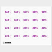 Geloof Fish-roze Ronde Sticker (Vel)