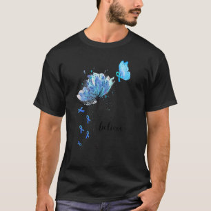 Geloof flower Butterfly Blue Ribbon Diabetes Awar T-shirt