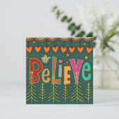Geloof Folk Hearts Kerstkaart (Staand voorkant)