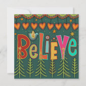 Geloof Folk Hearts Kerstkaart (Voorkant)