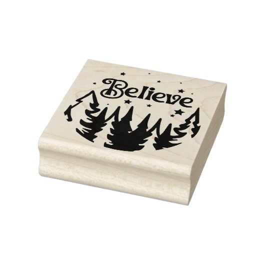 Geloof Forest Stars Christmas Square Wood Rubberstempel (Stempel)