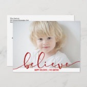 Geloof FOTO'S VAN HOLIDAY Red Hand Letter Script Feestdagenkaart (Voorkant / Achterkant)