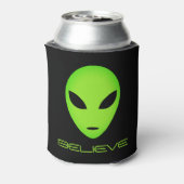 Geloof Funny green alien head custom koelbox Blikjeskoeler (Blikje Achterkant)