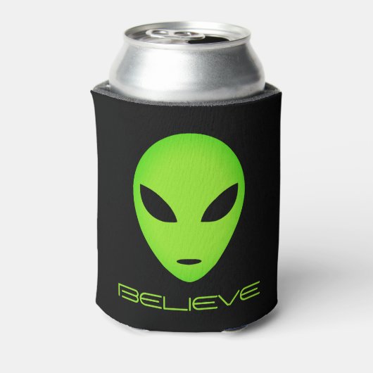 Geloof Funny green alien head custom koelbox Blikjeskoeler (Blikje Achterkant)