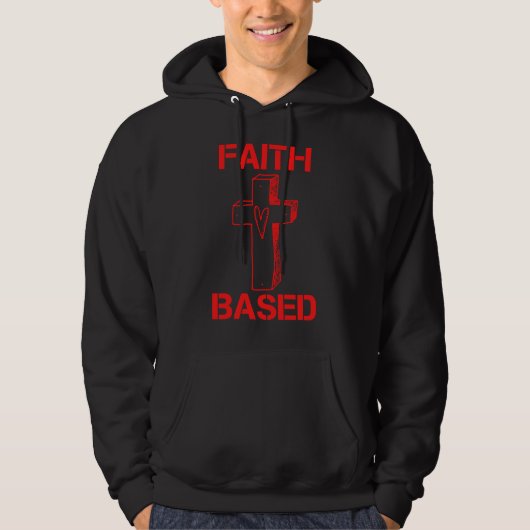 Geloof gebaseerd Kruis en Hart Mannen Hoodie (Voorkant)