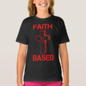 Geloof gebaseerd kruis en hart meisje's t-shirt (Voorkant)