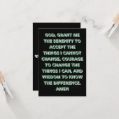 Geloof gebaseerd sereniteit gebed plat Wenskaart Kaart (Voorkant / Achterkant in situ)
